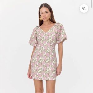 Adelyn Rae Myra Jacquard Puff Sleeve Mini Dress size Large